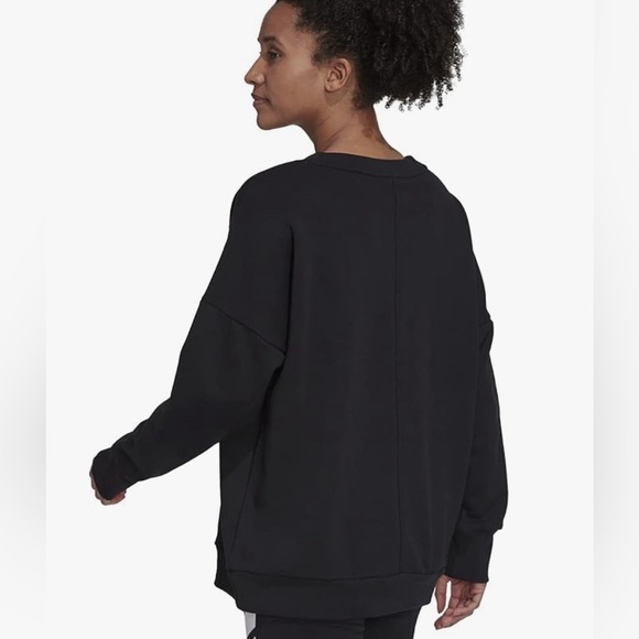 Adidas Women's Sportswear Three Bar Sweatshirt Black Long Sleeve Size S - Picture 2 of 11